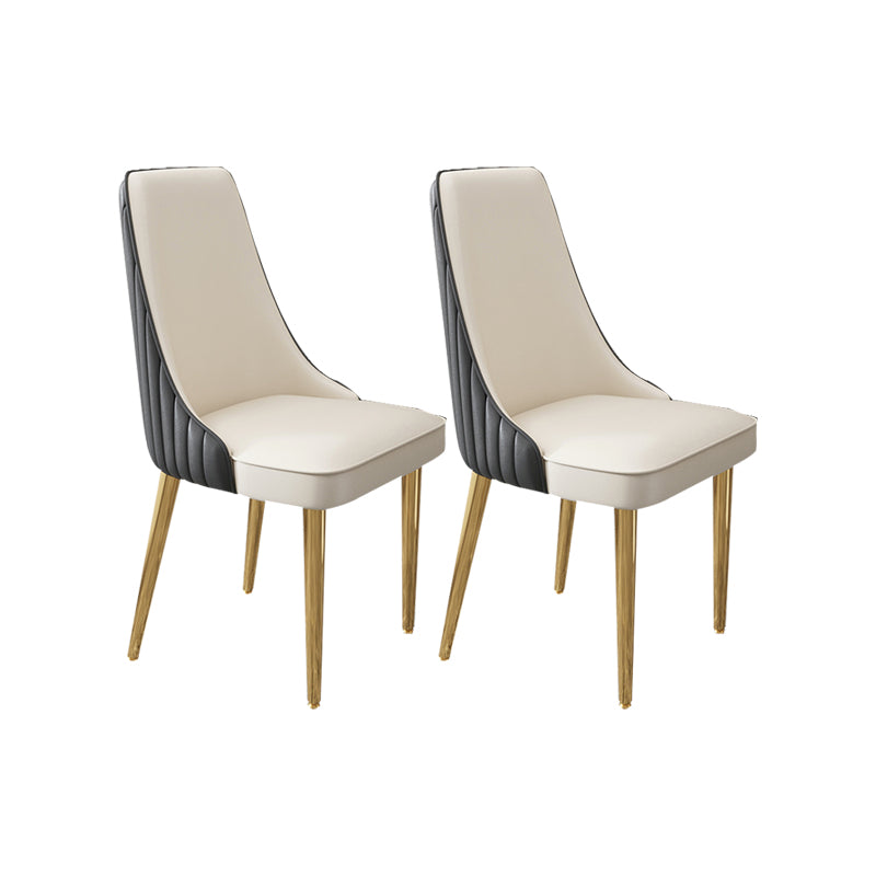 Glam Style Side Chair Leather Parsons Back Dining Chair for Home