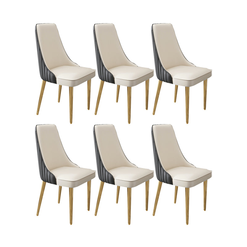 Glam Style Side Chair Leather Parsons Back Dining Chair for Home