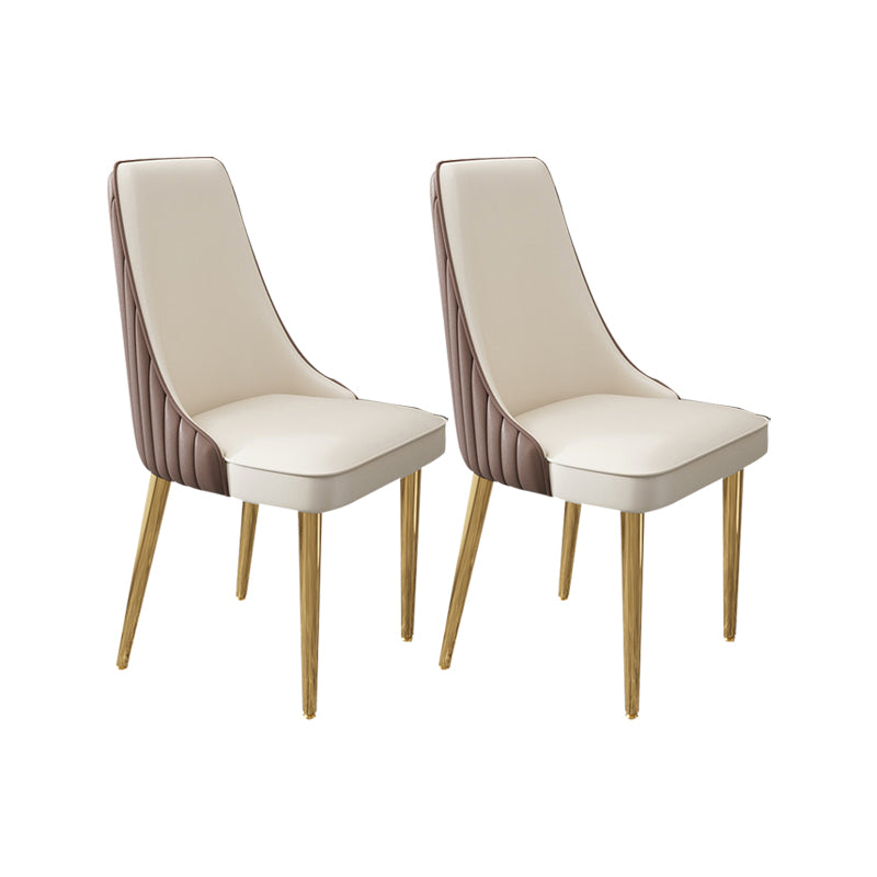 Glam Style Side Chair Leather Parsons Back Dining Chair for Home