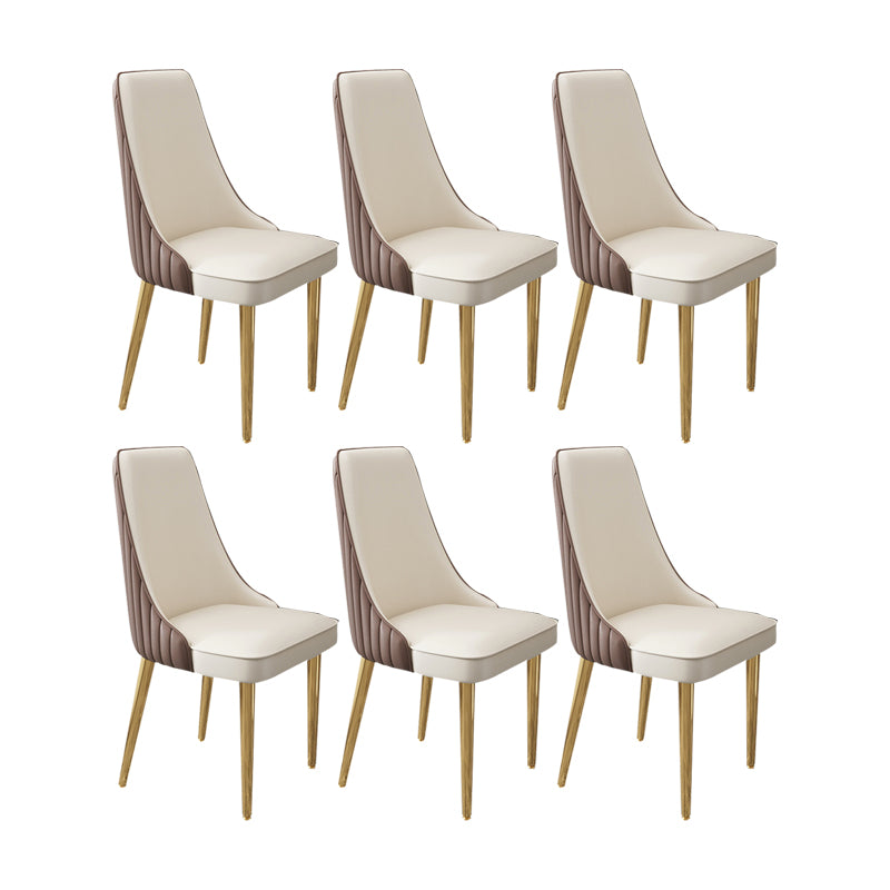 Glam Style Side Chair Leather Parsons Back Dining Chair for Home