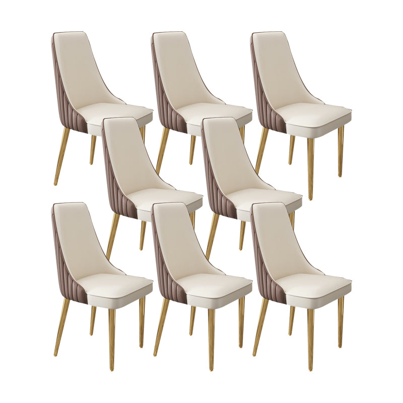 Glam Style Side Chair Leather Parsons Back Dining Chair for Home