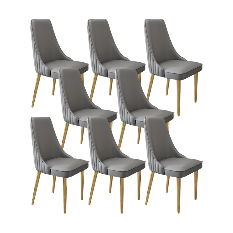 Glam Style Side Chair Leather Parsons Back Dining Chair for Home