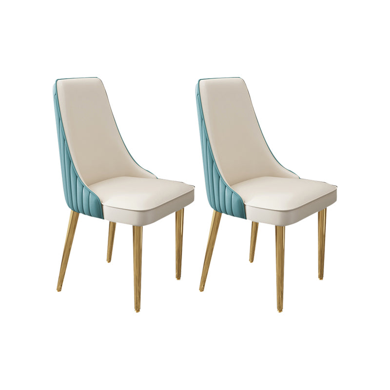 Glam Style Side Chair Leather Parsons Back Dining Chair for Home