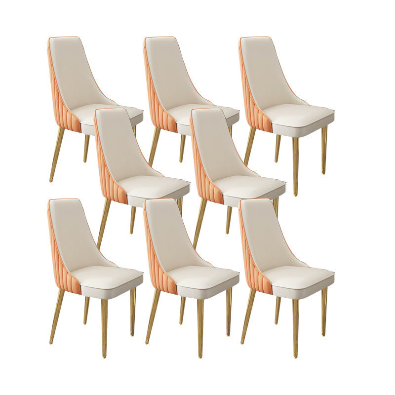 Glam Style Side Chair Leather Parsons Back Dining Chair for Home