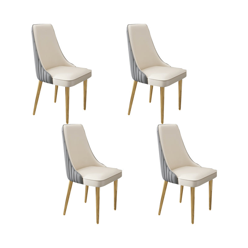 Glam Style Side Chair Leather Parsons Back Dining Chair for Home