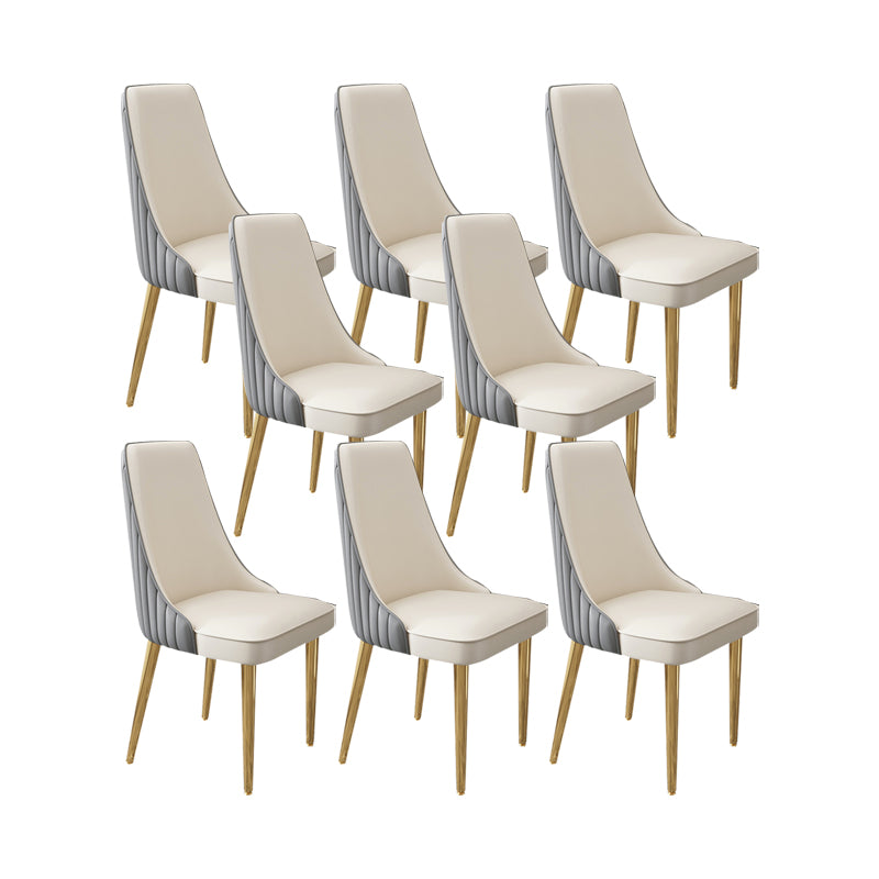 Glam Style Side Chair Leather Parsons Back Dining Chair for Home