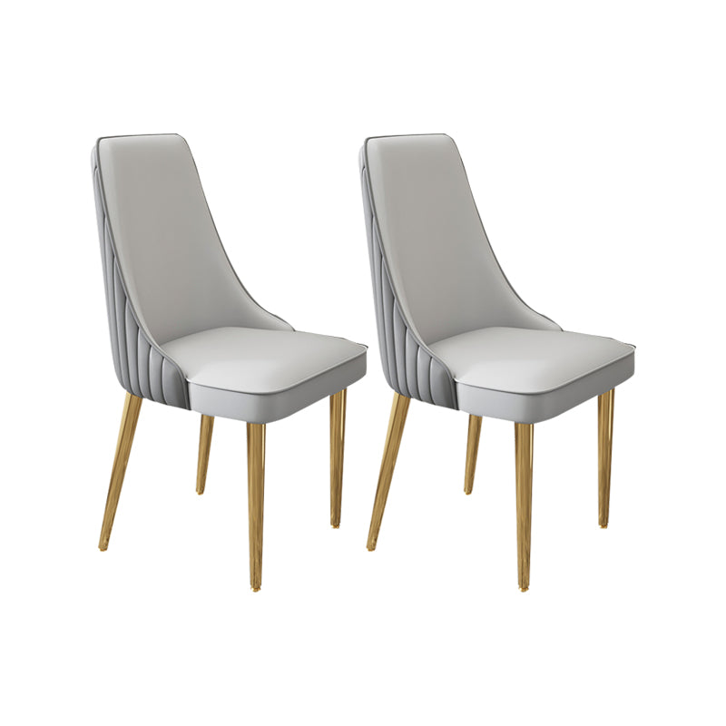 Glam Style Side Chair Leather Parsons Back Dining Chair for Home