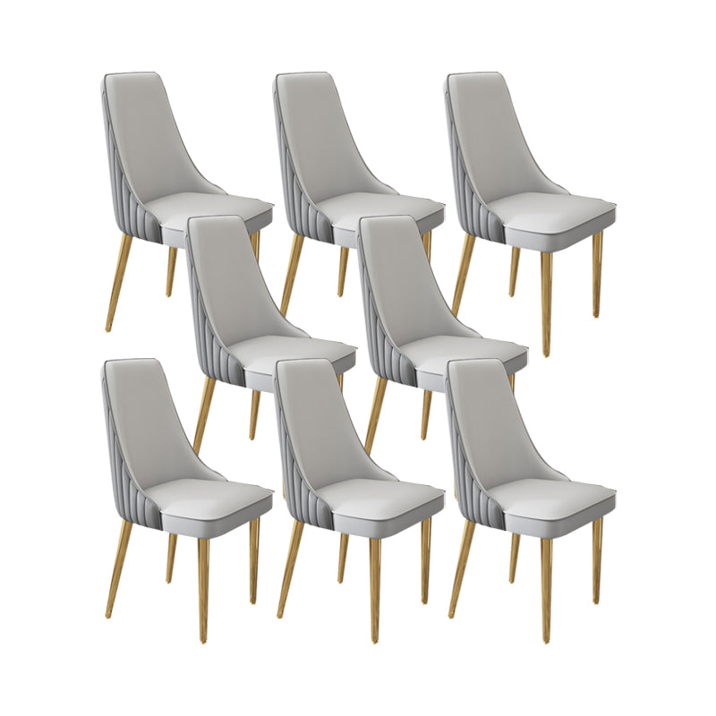 Glam Style Side Chair Leather Parsons Back Dining Chair for Home