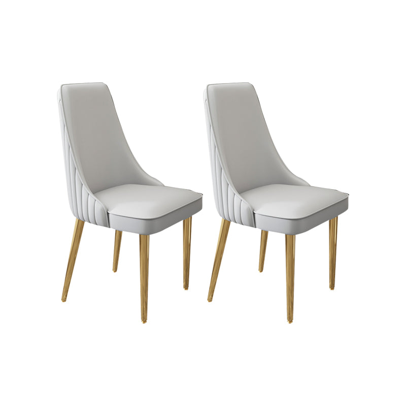 Glam Style Side Chair Leather Parsons Back Dining Chair for Home