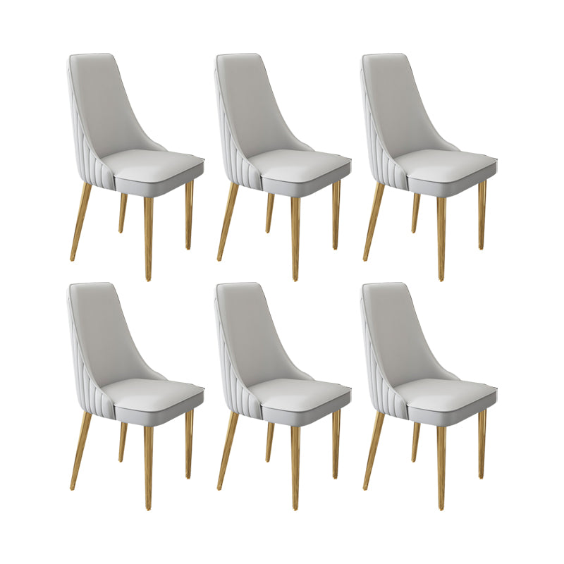 Glam Style Side Chair Leather Parsons Back Dining Chair for Home