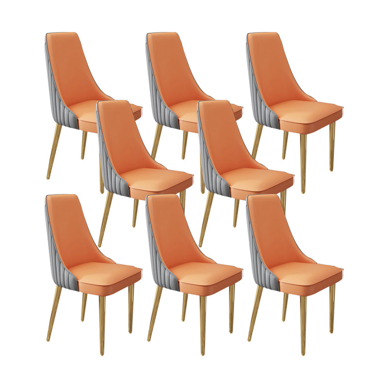 Glam Style Side Chair Leather Parsons Back Dining Chair for Home