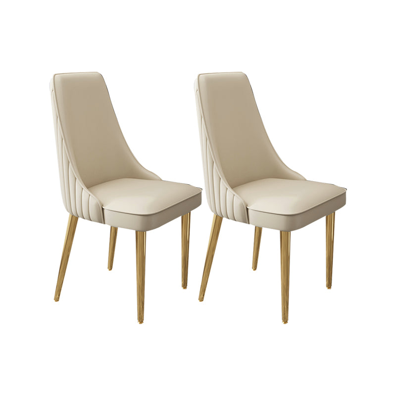 Glam Style Side Chair Leather Parsons Back Dining Chair for Home