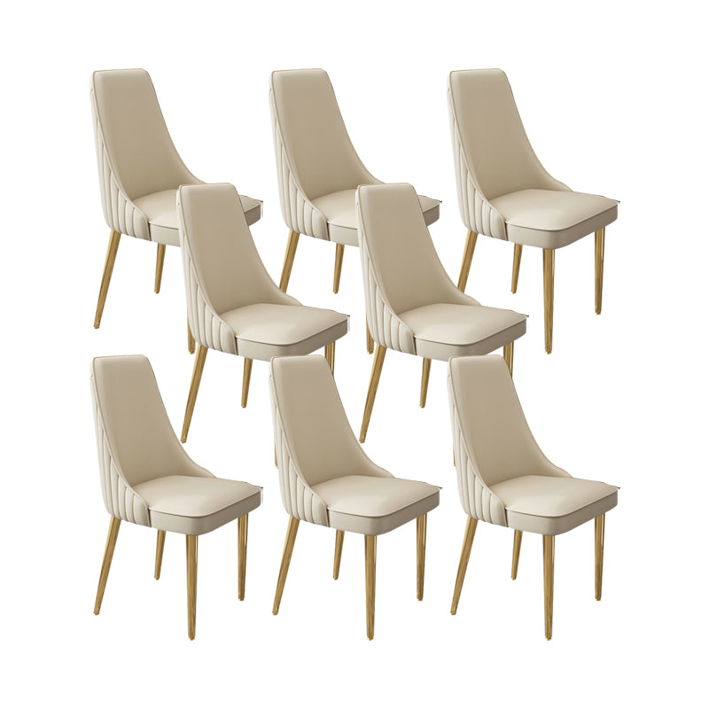 Glam Style Side Chair Leather Parsons Back Dining Chair for Home