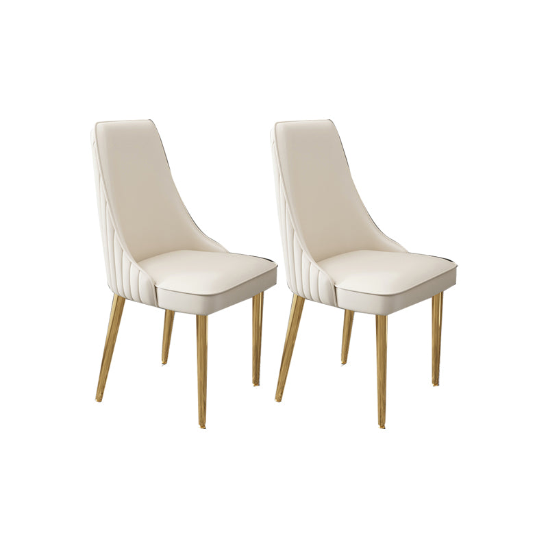 Glam Style Side Chair Leather Parsons Back Dining Chair for Home