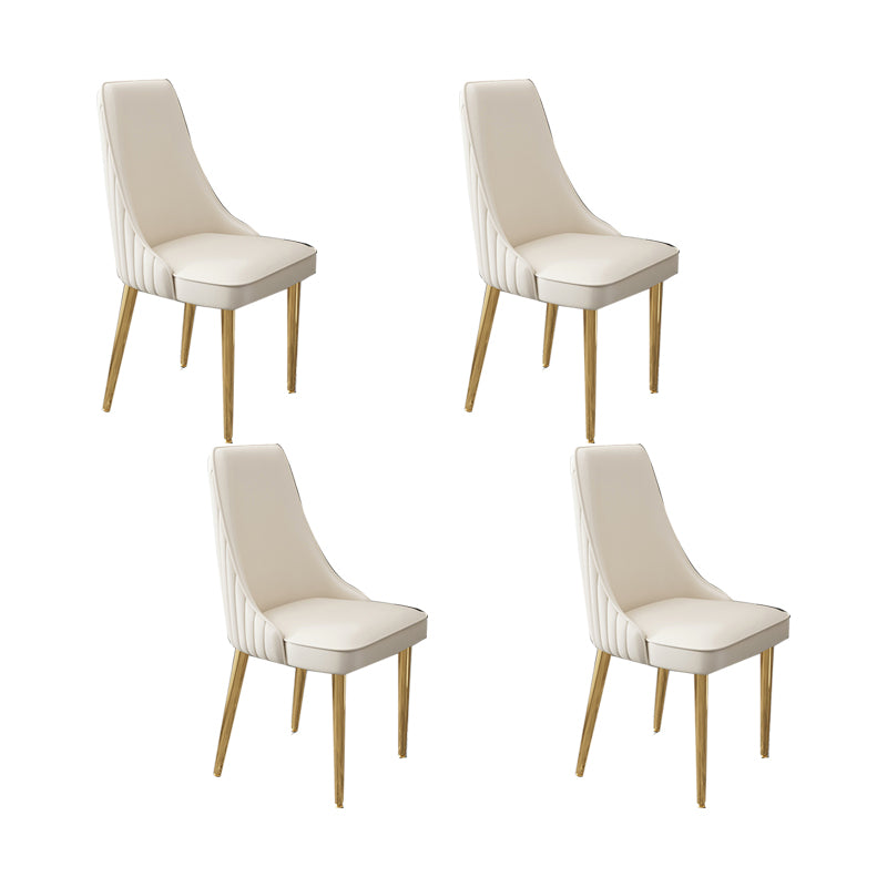 Glam Style Side Chair Leather Parsons Back Dining Chair for Home