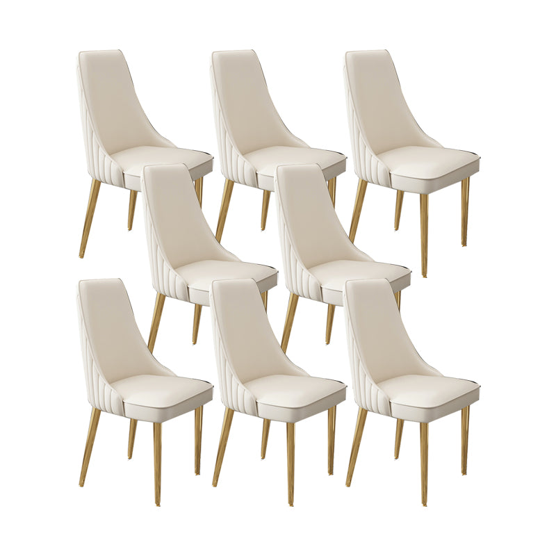 Glam Style Side Chair Leather Parsons Back Dining Chair for Home