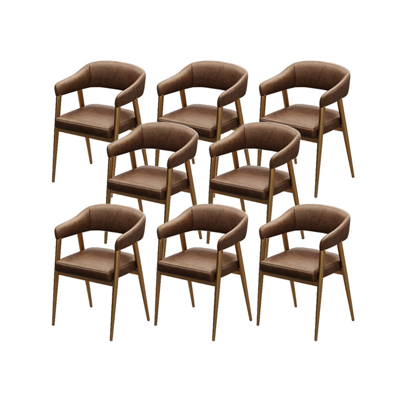 Industrial Faux Leather Chairs Upholstered Arm Chairs with Metal Base