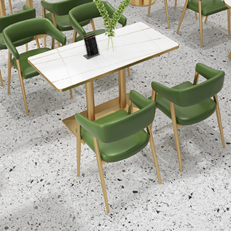 Faux Leather Kitchen Dining Chairs Upholstered Arm Chairs with Metal Base