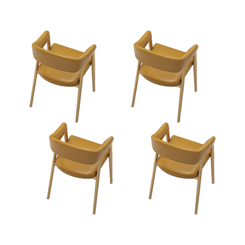 Faux Leather Kitchen Dining Chairs Upholstered Arm Chairs with Metal Base
