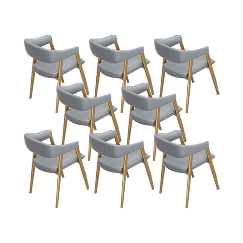 Faux Leather Kitchen Dining Chairs Upholstered Arm Chairs with Metal Base