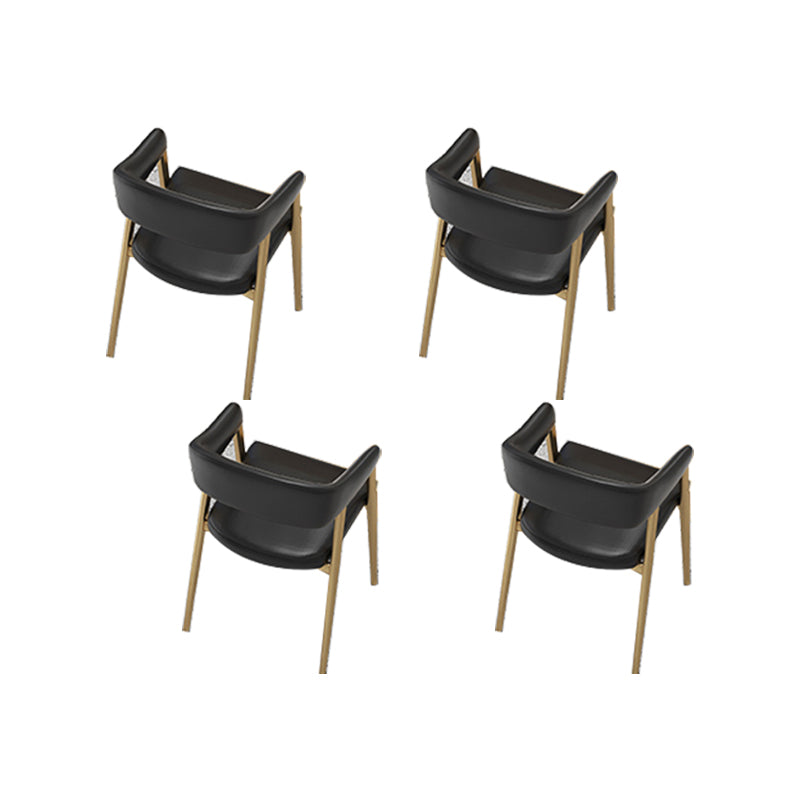 Faux Leather Kitchen Dining Chairs Upholstered Arm Chairs with Metal Base