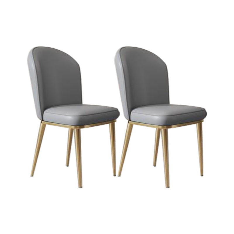 Glam Style Side Chair Leather Gold Frame Dining Chair for Home