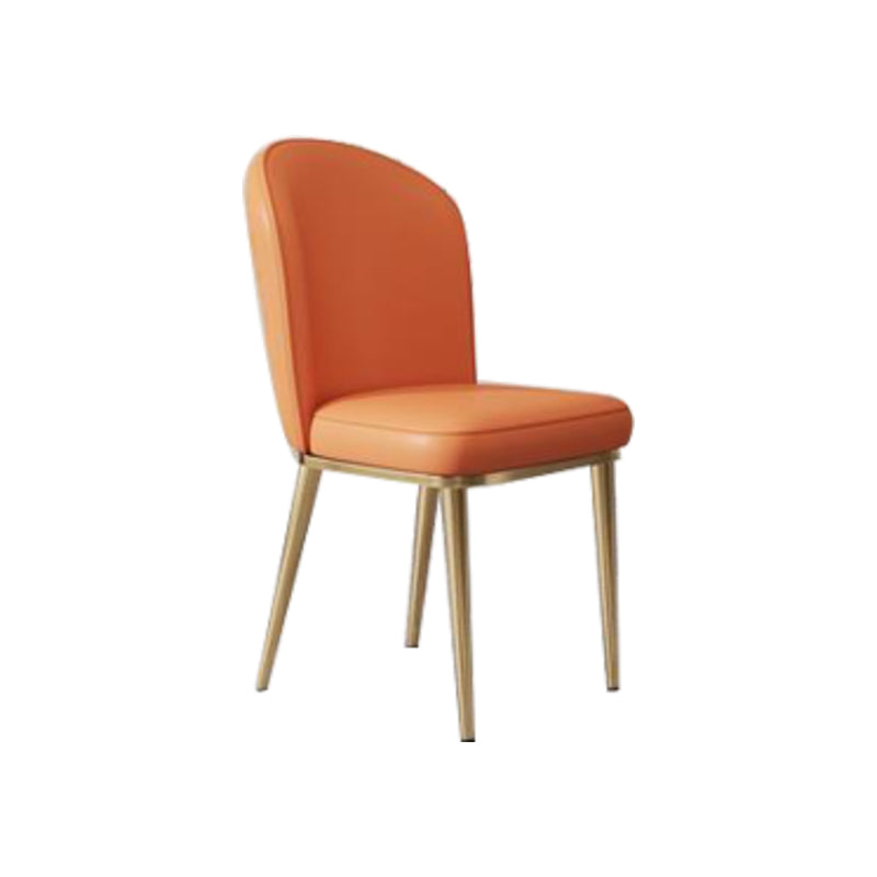 Glam Style Side Chair Leather Gold Frame Dining Chair for Home