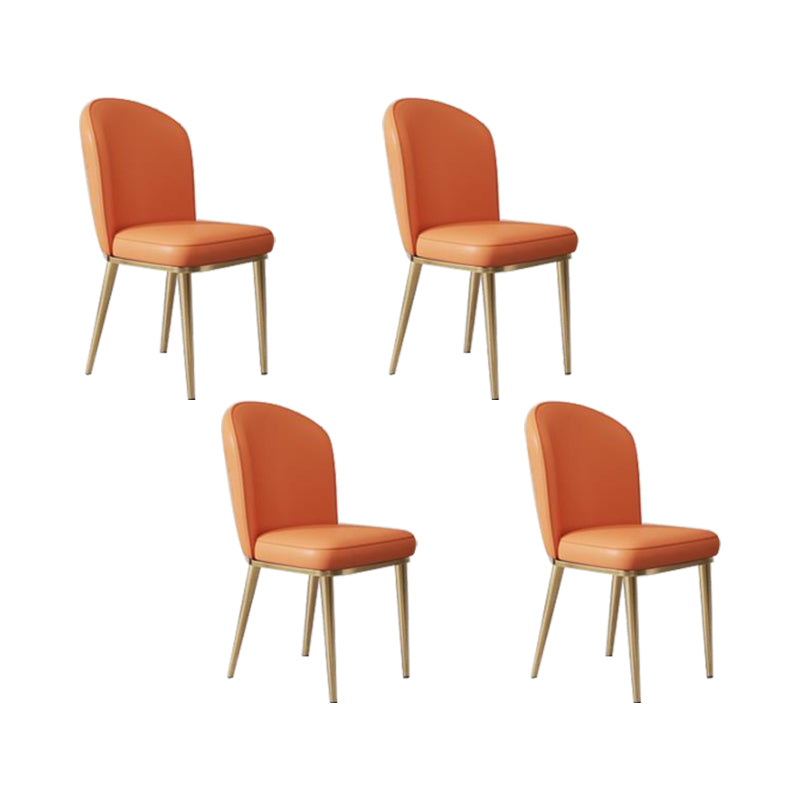 Glam Style Side Chair Leather Gold Frame Dining Chair for Home