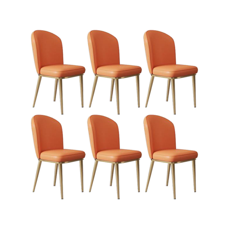 Glam Style Side Chair Leather Gold Frame Dining Chair for Home
