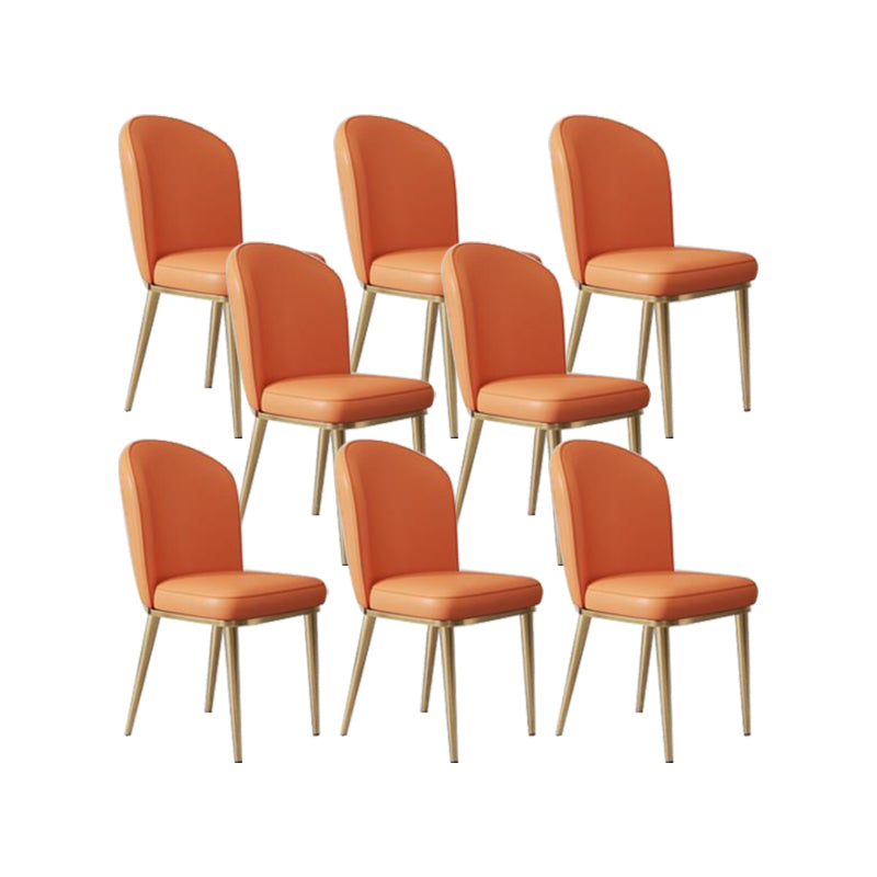 Glam Style Side Chair Leather Gold Frame Dining Chair for Home