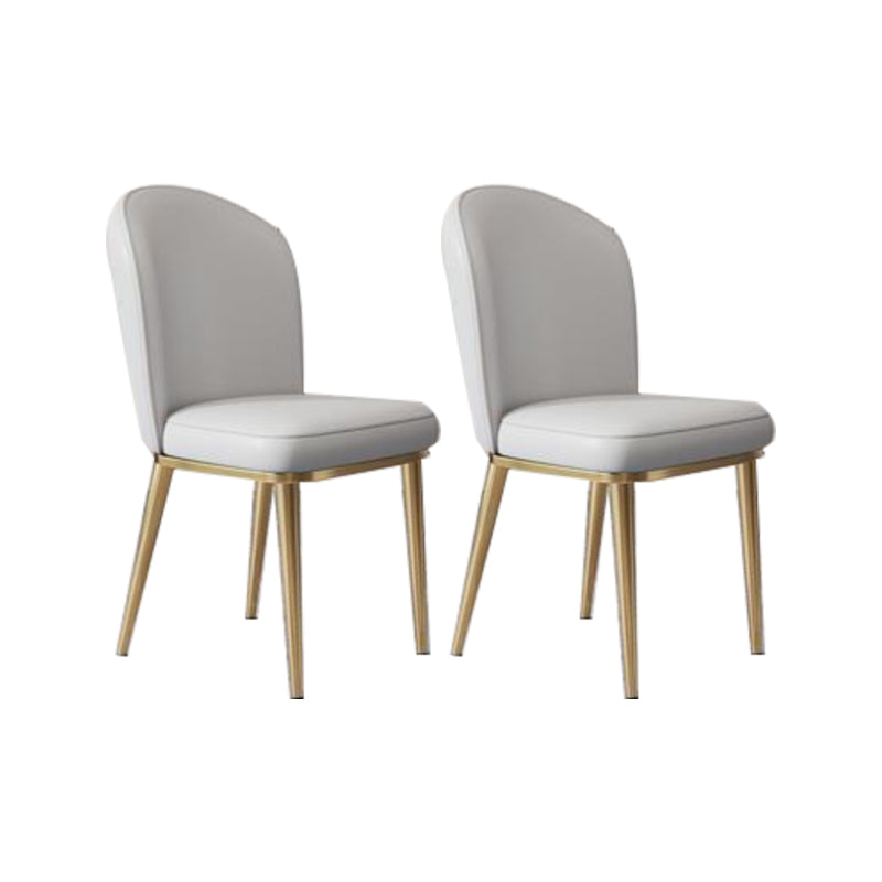 Glam Style Side Chair Leather Gold Frame Dining Chair for Home