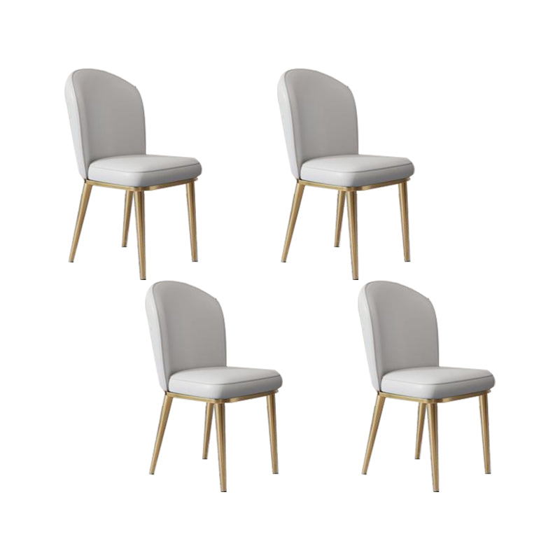 Glam Style Side Chair Leather Gold Frame Dining Chair for Home