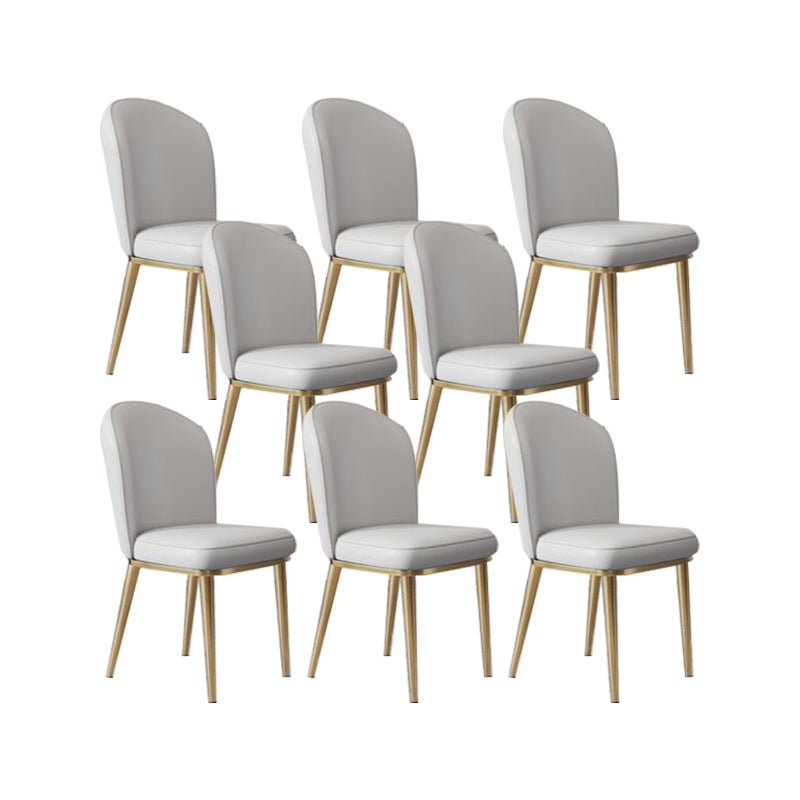 Glam Style Side Chair Leather Gold Frame Dining Chair for Home