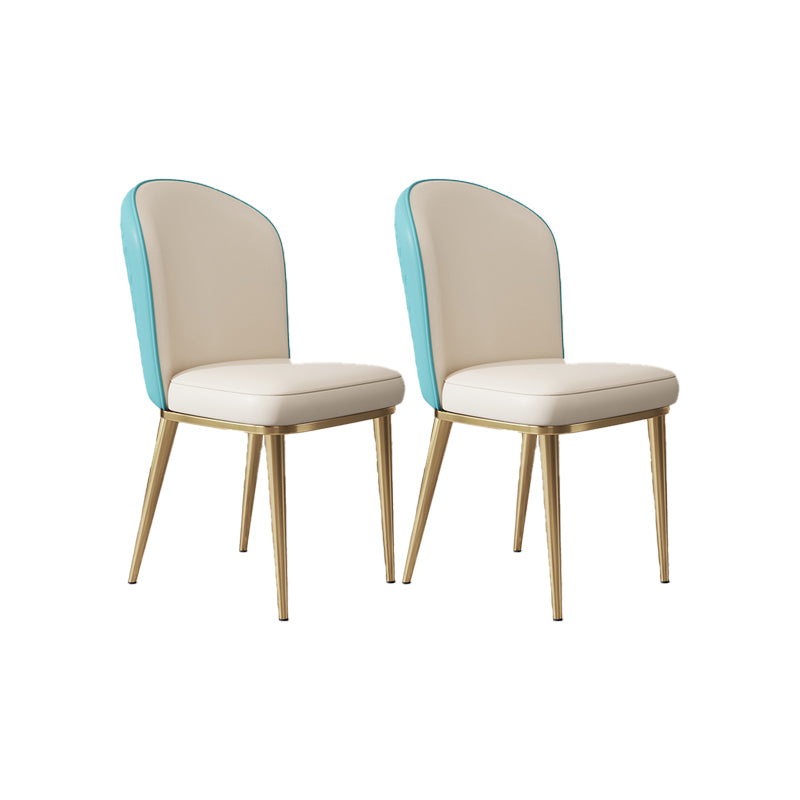 Glam Style Side Chair Leather Gold Frame Dining Chair for Home