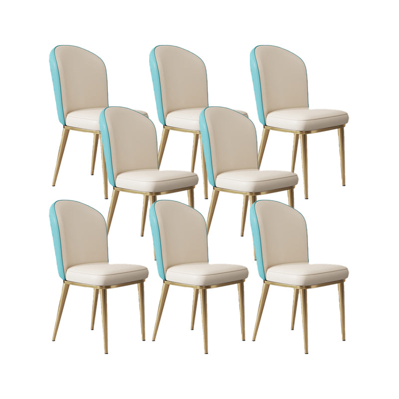 Glam Style Side Chair Leather Gold Frame Dining Chair for Home