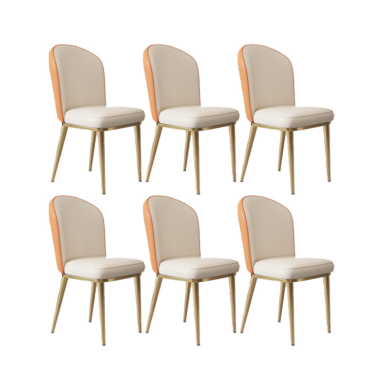Glam Style Side Chair Leather Gold Frame Dining Chair for Home