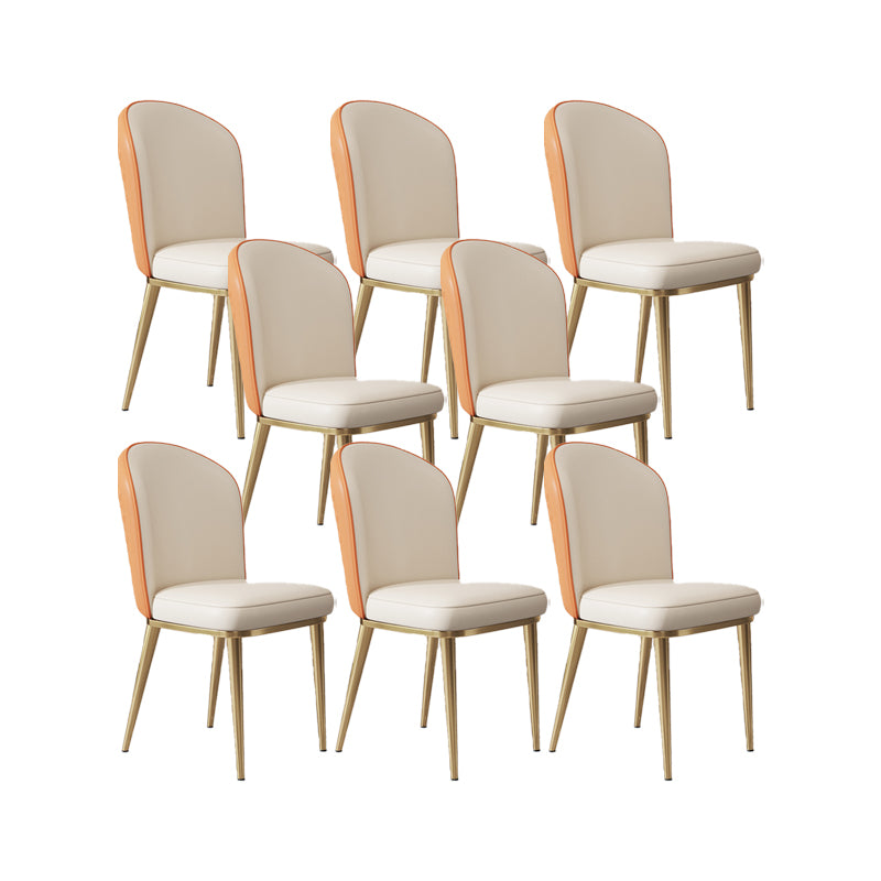 Glam Style Side Chair Leather Gold Frame Dining Chair for Home