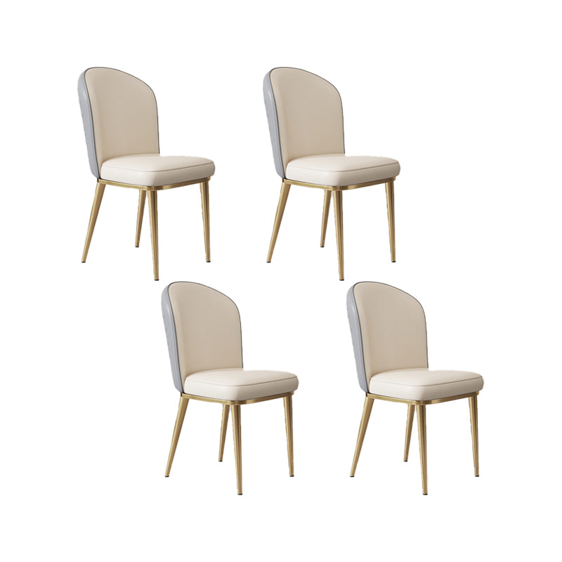 Glam Style Side Chair Leather Gold Frame Dining Chair for Home