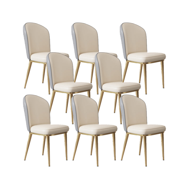 Glam Style Side Chair Leather Gold Frame Dining Chair for Home