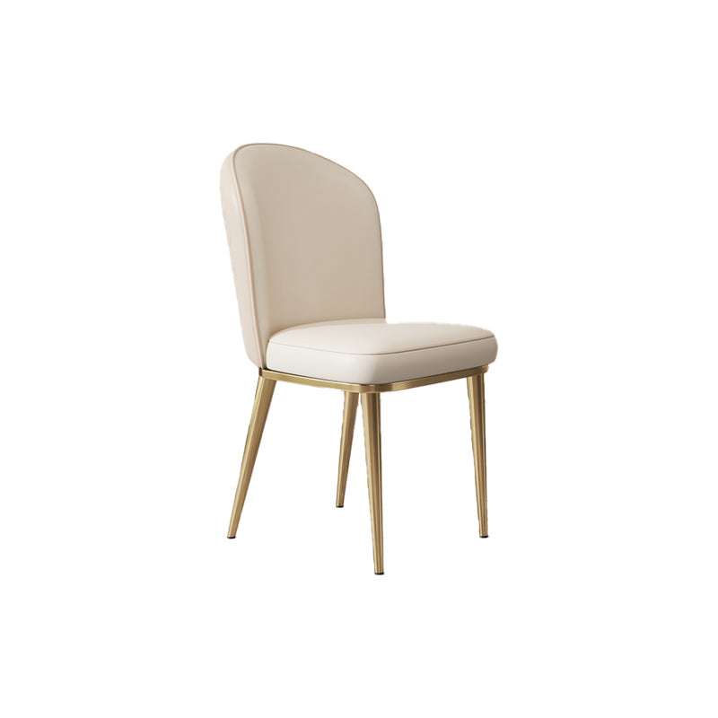 Glam Style Side Chair Leather Gold Frame Dining Chair for Home
