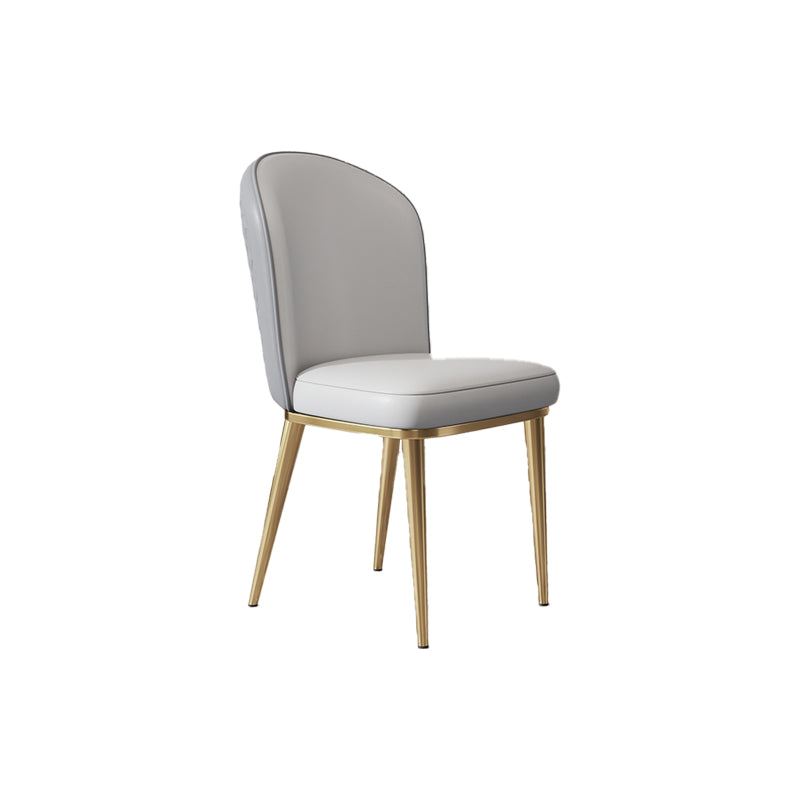 Glam Style Side Chair Leather Gold Frame Dining Chair for Home