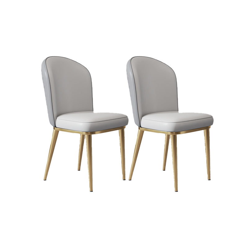 Glam Style Side Chair Leather Gold Frame Dining Chair for Home