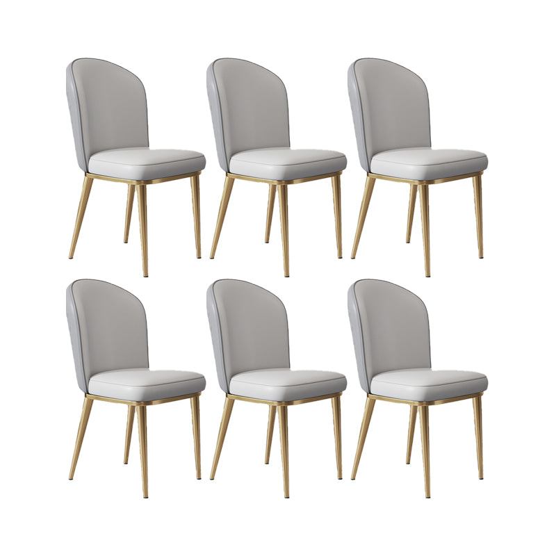 Glam Style Side Chair Leather Gold Frame Dining Chair for Home