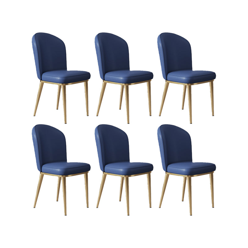 Glam Style Side Chair Leather Gold Frame Dining Chair for Home