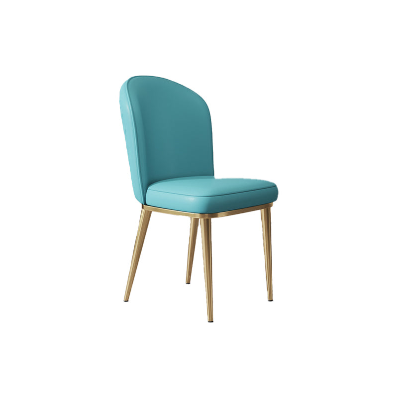 Glam Style Side Chair Leather Gold Frame Dining Chair for Home