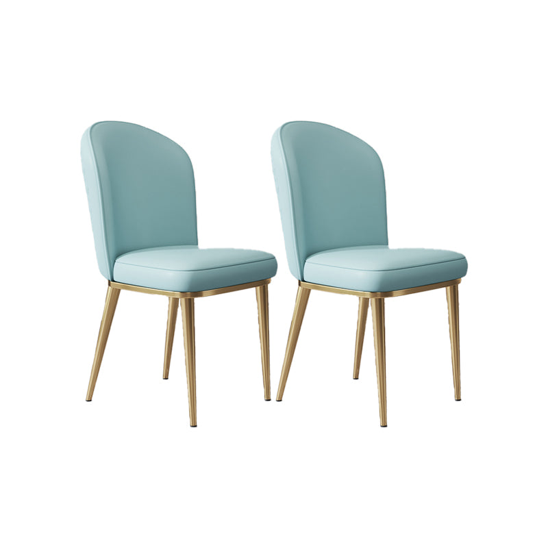 Glam Style Side Chair Leather Gold Frame Dining Chair for Home