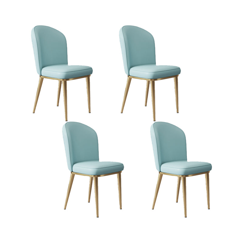 Glam Style Side Chair Leather Gold Frame Dining Chair for Home
