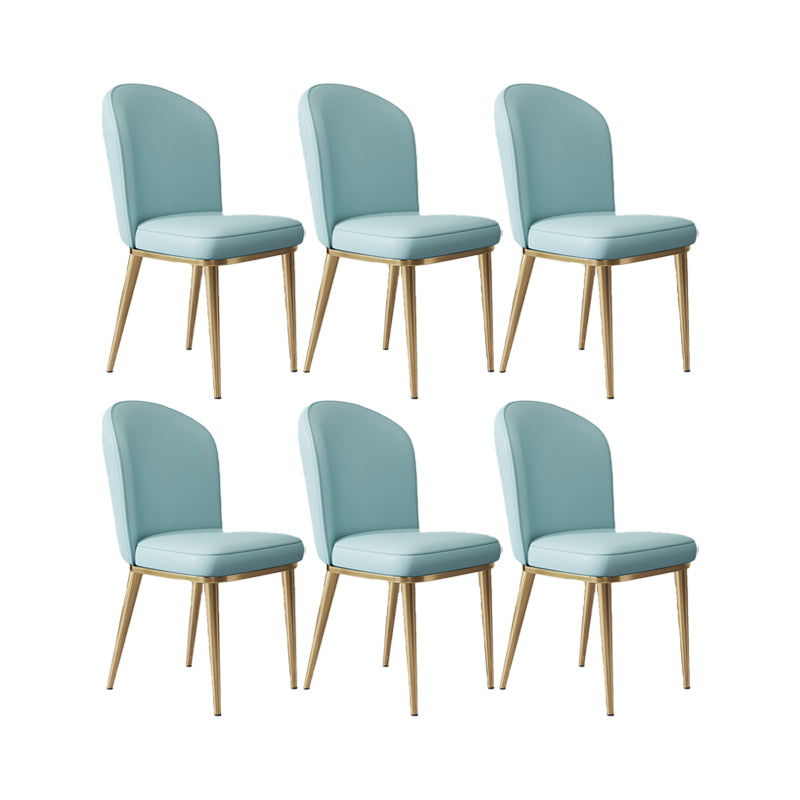 Glam Style Side Chair Leather Gold Frame Dining Chair for Home