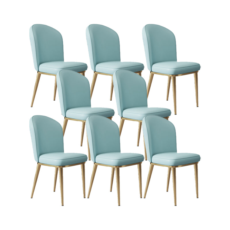 Glam Style Side Chair Leather Gold Frame Dining Chair for Home