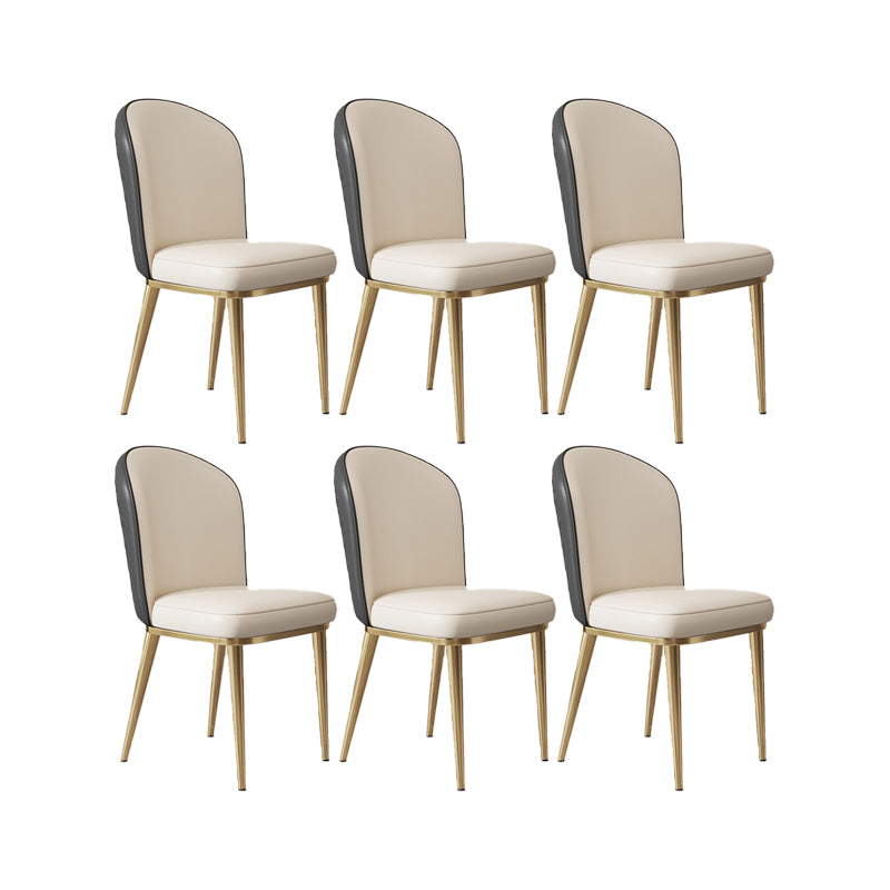Glam Style Side Chair Leather Gold Frame Dining Chair for Home